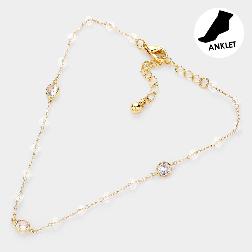 Pearl and Crystal Ankle Bracelet